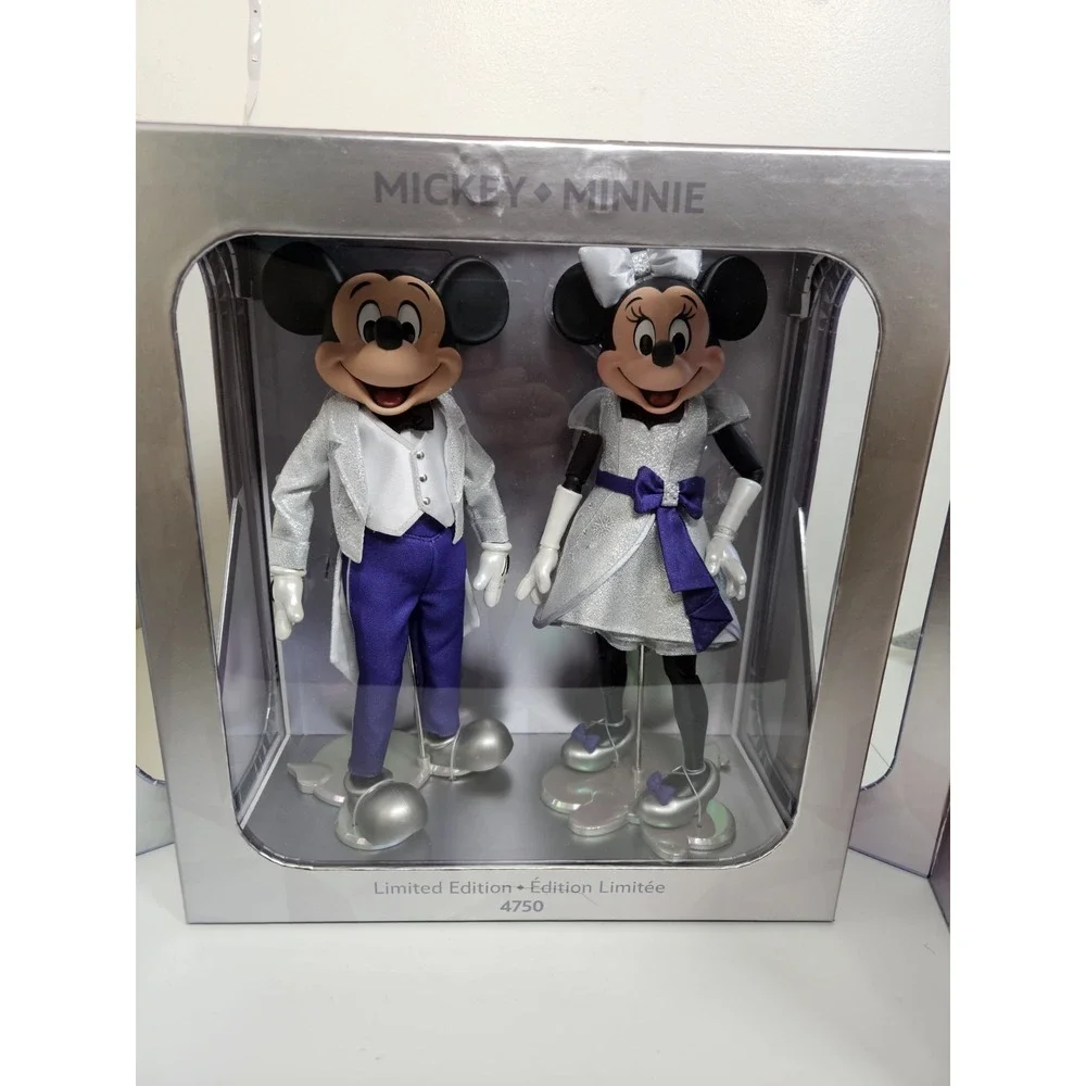 2023 Disney Parks 100 Mickey & Minnie Mouse LE 4750 Deluxe‎ Doll Figure Box Set